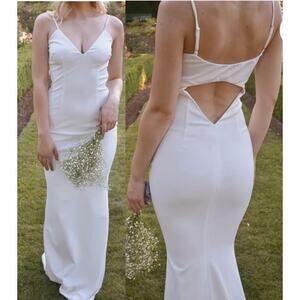 NWT Katie May Bambi Sleeveless Cutout Back Maxi Wedding Dress White Women's 0